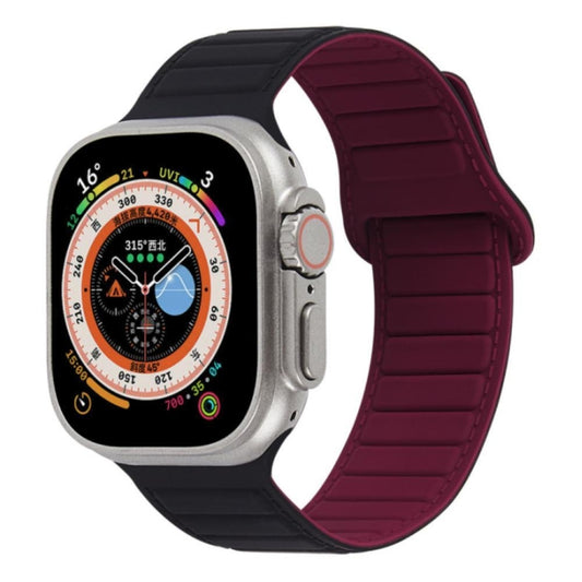 For Apple Watch SE 40mm Loop Magnetic Silicone Watch Band(Black Wine Red) - Watch Bands by PMC Jewellery | Online Shopping South Africa | PMC Jewellery