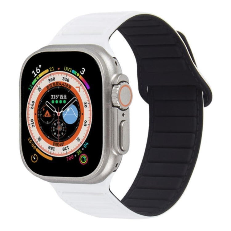 For Apple Watch 5 44mm Loop Magnetic Silicone Watch Band(White Black) - Watch Bands by PMC Jewellery | Online Shopping South Africa | PMC Jewellery