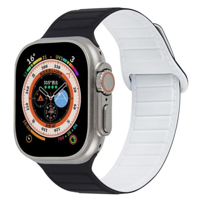 For Apple Watch 5 44mm Loop Magnetic Silicone Watch Band(Black White) - Watch Bands by PMC Jewellery | Online Shopping South Africa | PMC Jewellery