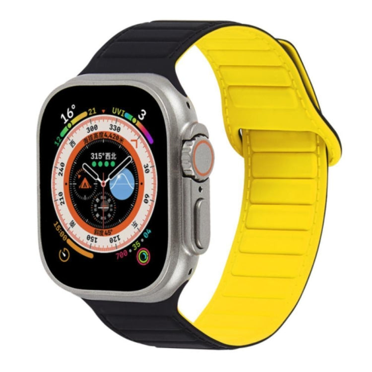 For Apple Watch 5 44mm Loop Magnetic Silicone Watch Band(Black Yellow) - Watch Bands by PMC Jewellery | Online Shopping South Africa | PMC Jewellery