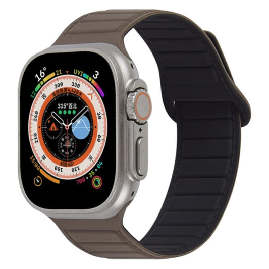 For Apple Watch 5 44mm Loop Magnetic Silicone Watch Band(Coffee Black) - Watch Bands by PMC Jewellery | Online Shopping South Africa | PMC Jewellery