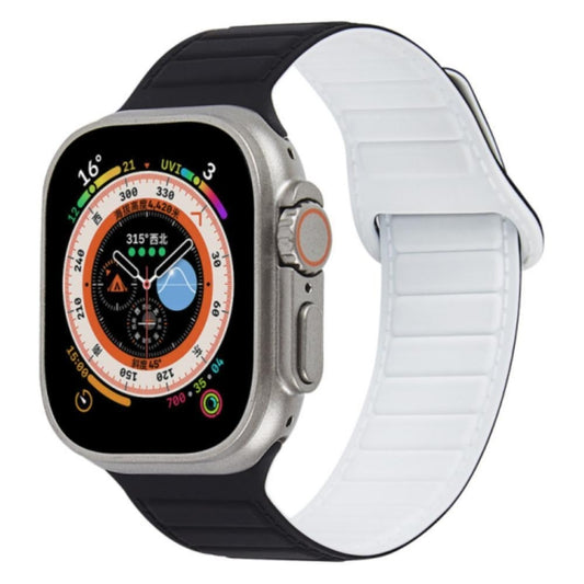 For Apple Watch 2 38mm Loop Magnetic Silicone Watch Band(Black White) - Watch Bands by PMC Jewellery | Online Shopping South Africa | PMC Jewellery