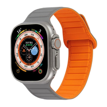 For Apple Watch 2 38mm Loop Magnetic Silicone Watch Band(Grey Orange) - Watch Bands by PMC Jewellery | Online Shopping South Africa | PMC Jewellery