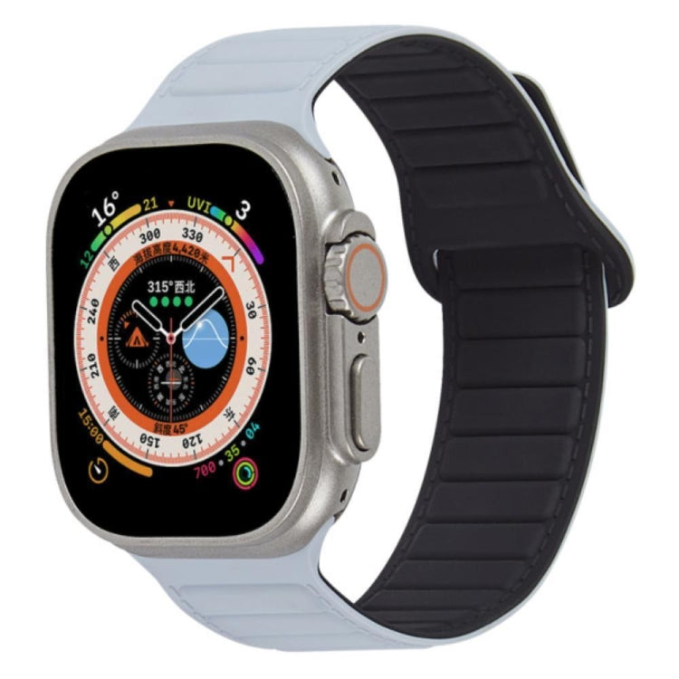 For Apple Watch 38mm Loop Magnetic Silicone Watch Band(Grey Black) - Watch Bands by PMC Jewellery | Online Shopping South Africa | PMC Jewellery