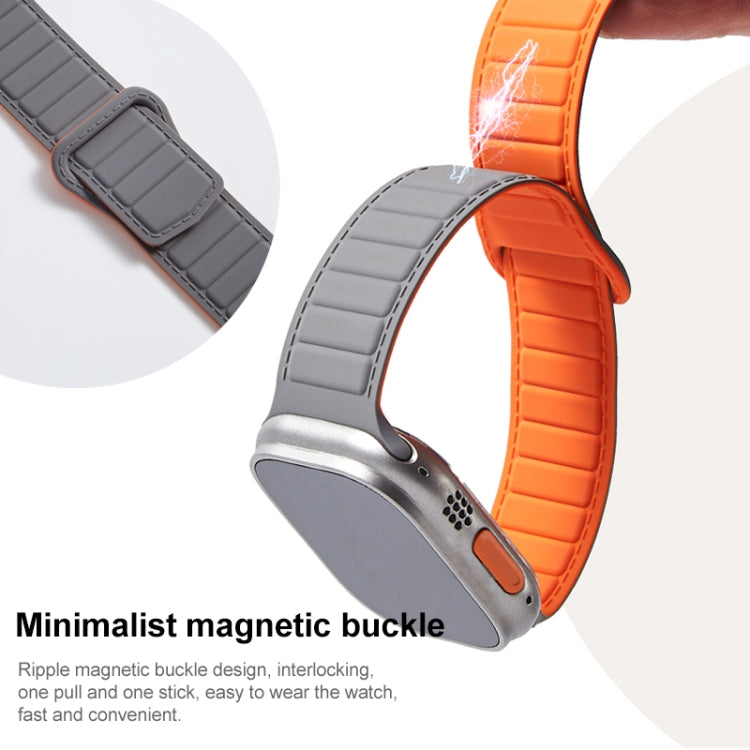 For Apple Watch 6 40mm Loop Magnetic Silicone Watch Band(Black Orange) - Watch Bands by PMC Jewellery | Online Shopping South Africa | PMC Jewellery