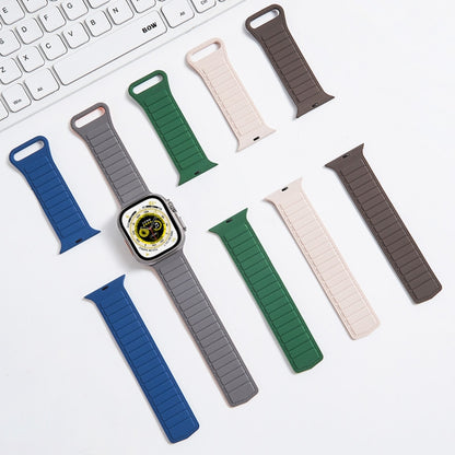 For Apple Watch 3 38mm Loop Magnetic Silicone Watch Band(Grey Black) - Watch Bands by PMC Jewellery | Online Shopping South Africa | PMC Jewellery