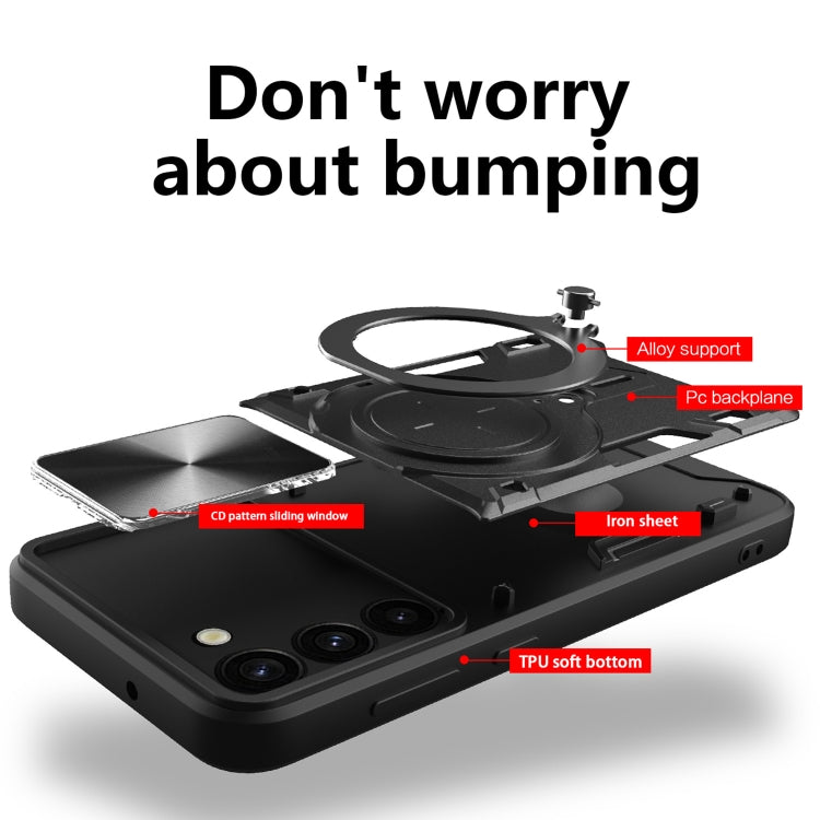 For Samsung Galaxy S23+ 5G CD Texture Sliding Camshield Magnetic Holder Phone Case(Red) - free shipping - PMC TechLife - Order now!