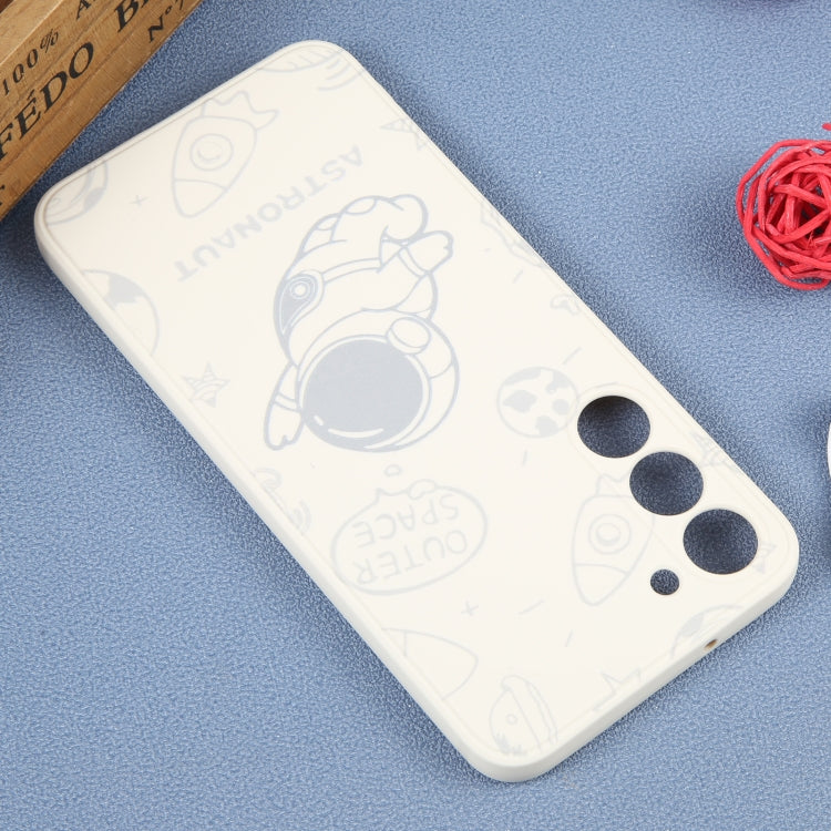 For Samsung Galaxy A73 5G Astronaut Pattern Silicone Straight Edge Phone Case(Flying Astronaut-White) - free shipping - PMC TechLife - Order now!