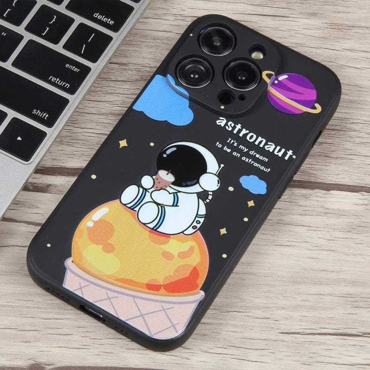 For iPhone SE 2022 / SE 2020 / 8 / 7 Milk Tea Astronaut Pattern Liquid Silicone Phone Case(Ivory Black) - iPhone SE 2022 / 2020 / 8 / 7 Cases by PMC Jewellery | Online Shopping South Africa | PMC Jewellery