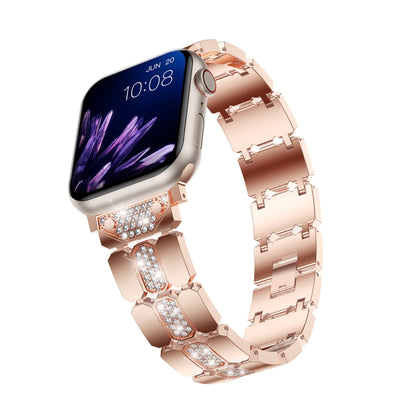 Diamond Metal Watch Band For Apple Watch SE 40mm(Rose Gold) - Watch Bands by PMC Jewellery | Online Shopping South Africa | PMC Jewellery