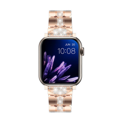 Diamond Metal Watch Band For Apple Watch SE 40mm(Rose Gold) - Watch Bands by PMC Jewellery | Online Shopping South Africa | PMC Jewellery