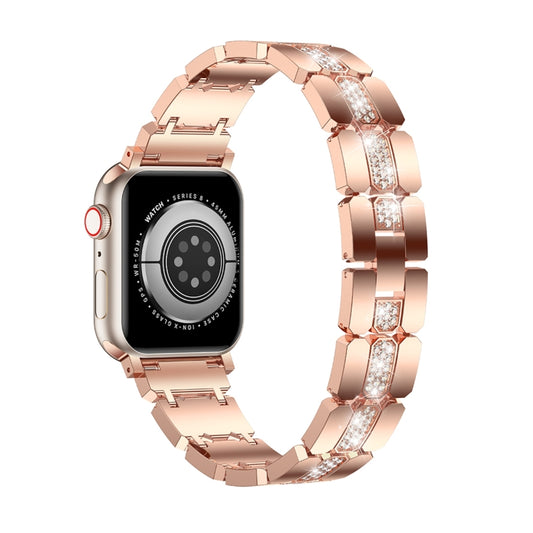 Diamond Metal Watch Band For Apple Watch 6 40mm(Rose Gold) - Watch Bands by PMC Jewellery | Online Shopping South Africa | PMC Jewellery