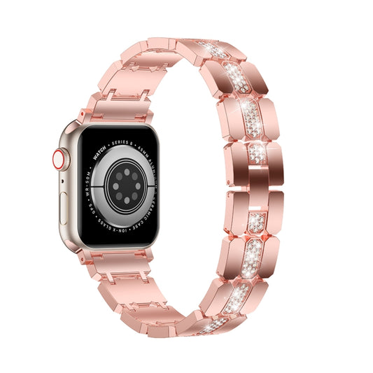 Diamond Metal Watch Band For Apple Watch 3 38mm(Pink) - Watch Bands by PMC Jewellery | Online Shopping South Africa | PMC Jewellery