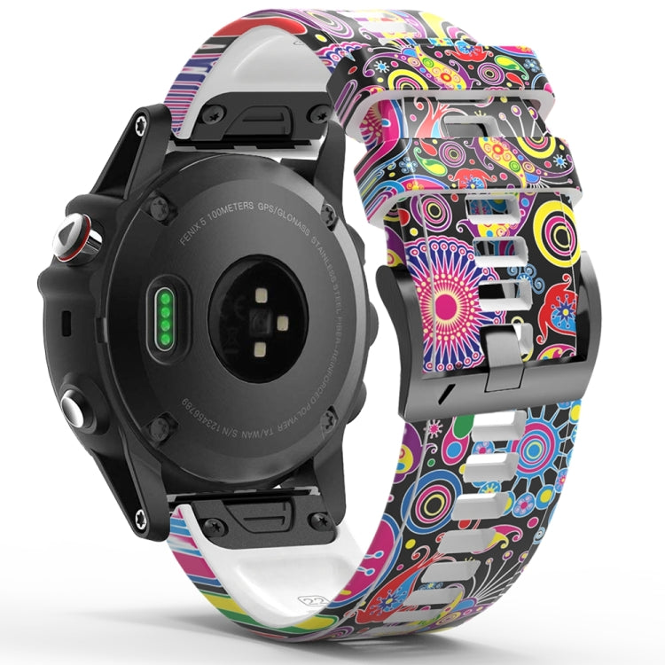 For Garmin Forerunner 965 / 955 / 945 / 935 Printing Quick Release Silicone Watch Band(Peacock) - Watch Bands by PMC TechLife | Online Shopping South Africa | PMC TechLife