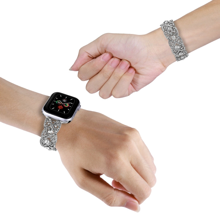 Diamonds Twist Metal Watch Band For Apple Watch 8 41mm(Silver) - Watch Bands by PMC TechLife | Online Shopping South Africa | PMC TechLife