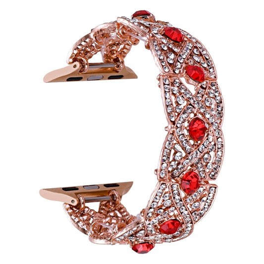 Diamonds Twist Metal Watch Band For Apple Watch 7 41mm(Rose Gold Red) - Watch Bands by PMC Jewellery | Online Shopping South Africa | PMC Jewellery