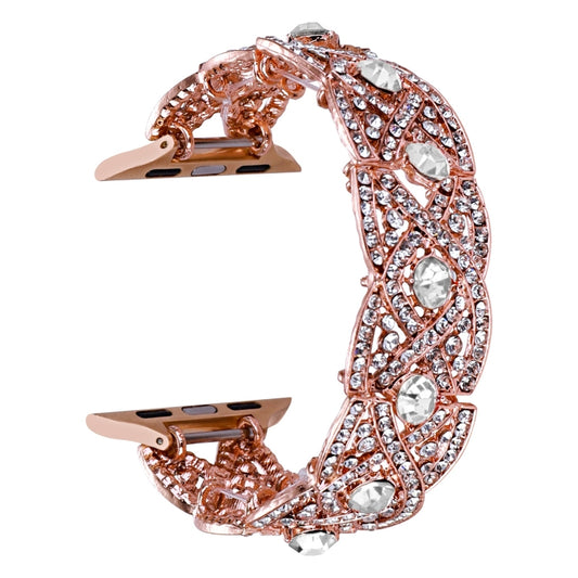 Diamonds Twist Metal Watch Band For Apple Watch 5 40mm(Rose Gold White) - Watch Bands by PMC Jewellery | Online Shopping South Africa | PMC Jewellery