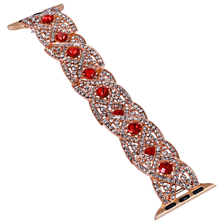 Diamonds Twist Metal Watch Band For Apple Watch 5 44mm(Rose Gold Red) - Watch Bands by PMC Jewellery | Online Shopping South Africa | PMC Jewellery