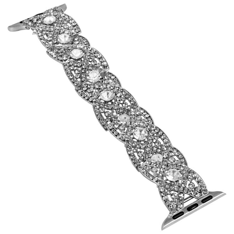 Diamonds Twist Metal Watch Band For Apple Watch 3 38mm(Silver) - Watch Bands by PMC Jewellery | Online Shopping South Africa | PMC Jewellery