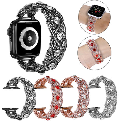 Diamonds Twist Metal Watch Band For Apple Watch SE 2022 44mm(Rose Gold Red) - Watch Bands by PMC Jewellery | Online Shopping South Africa | PMC Jewellery