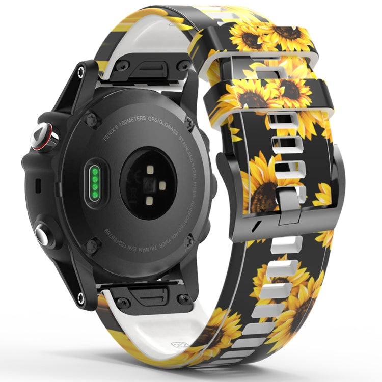 For Garmin  Tactix 7 Pro / Fenix 7X / 6X Pro Printing Quick Release Silicone Watch Band(Sunflower) - Watch Bands by PMC Jewellery | Online Shopping South Africa | PMC Jewellery