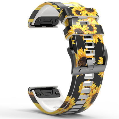 For Garmin  Tactix 7 Pro / Fenix 7X / 6X Pro Printing Quick Release Silicone Watch Band(Sunflower) - Watch Bands by PMC Jewellery | Online Shopping South Africa | PMC Jewellery