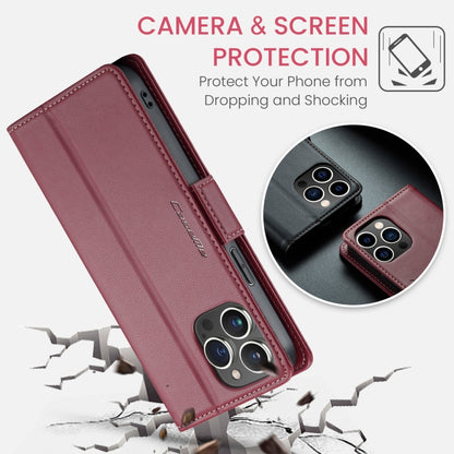 For iPhone 14 Pro CaseMe 023 Butterfly Buckle Litchi Texture RFID Anti-theft Leather Phone Case(Wine Red) - iPhone 14 Pro Cases by CaseMe | Online Shopping South Africa | PMC Jewellery