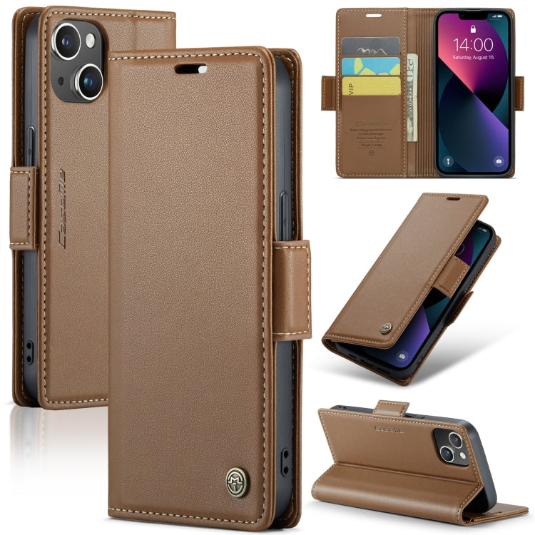 For iPhone 13 CaseMe 023 Butterfly Buckle Litchi Texture RFID Anti-theft Leather Phone Case(Brown) - iPhone 13 Cases by CaseMe | Online Shopping South Africa | PMC Jewellery