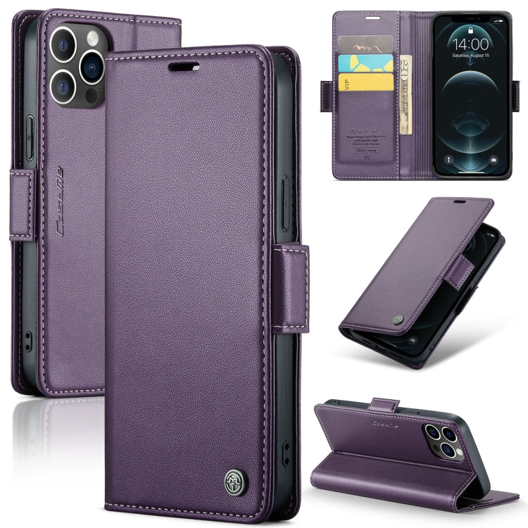 For iPhone 12 Pro Max CaseMe 023 Butterfly Buckle Litchi Texture RFID Anti-theft Leather Phone Case(Pearly Purple) - iPhone 12 Pro Max Cases by CaseMe | Online Shopping South Africa | PMC Jewellery