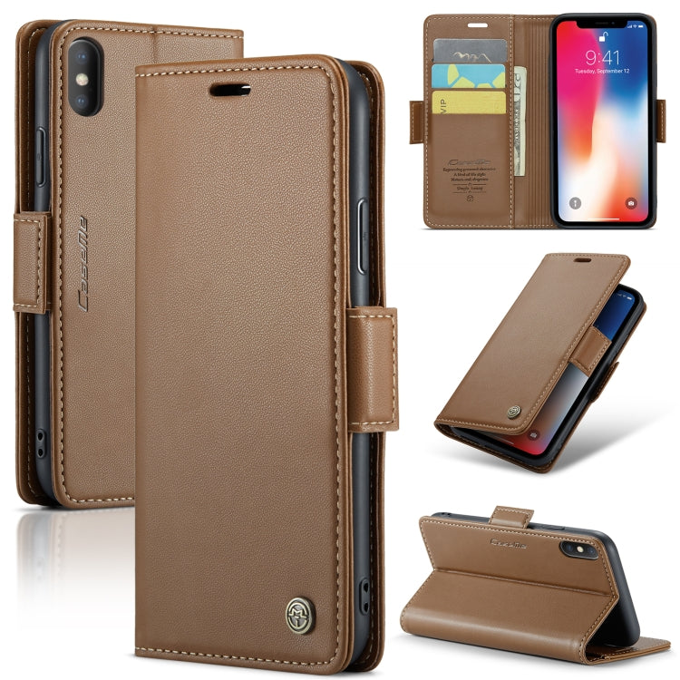 For iPhone XS Max CaseMe 023 Butterfly Buckle Litchi Texture RFID Anti-theft Leather Phone Case(Brown) - More iPhone Cases by CaseMe | Online Shopping South Africa | PMC Jewellery