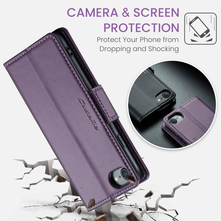 For iPhone SE 2022/SE 2020/6/7/8 CaseMe 023 Butterfly Buckle Litchi Texture RFID Anti-theft Leather Phone Case(Pearly Purple) - More iPhone Cases by CaseMe | Online Shopping South Africa | PMC Jewellery