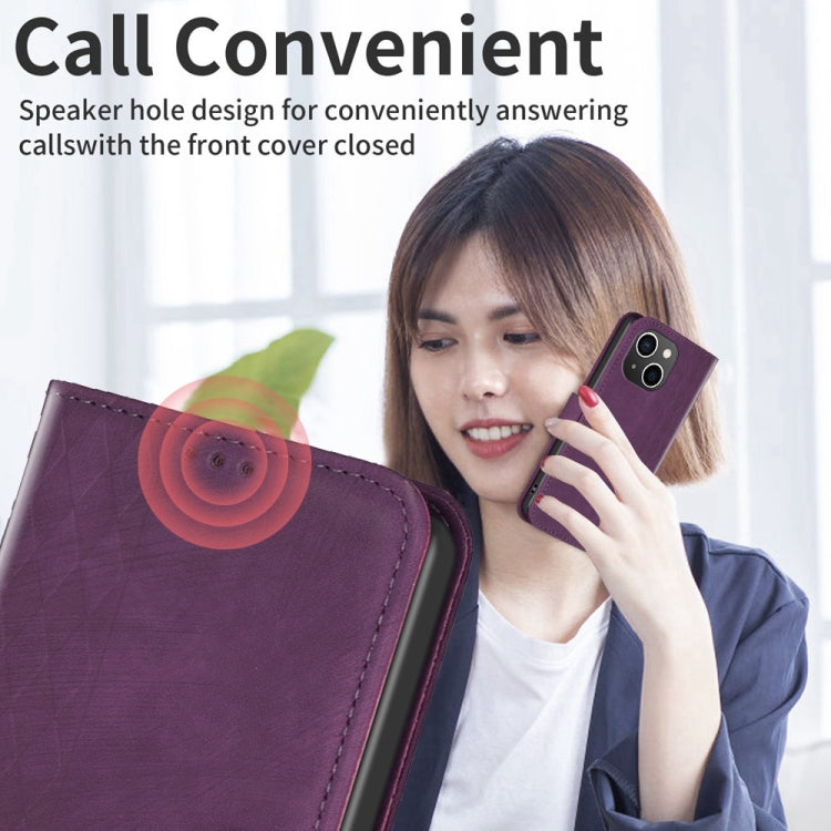 For iPhone 13 Plaid Embossed Leather Phone Case(Purple) - free shipping - PMC TechLife - Order now!