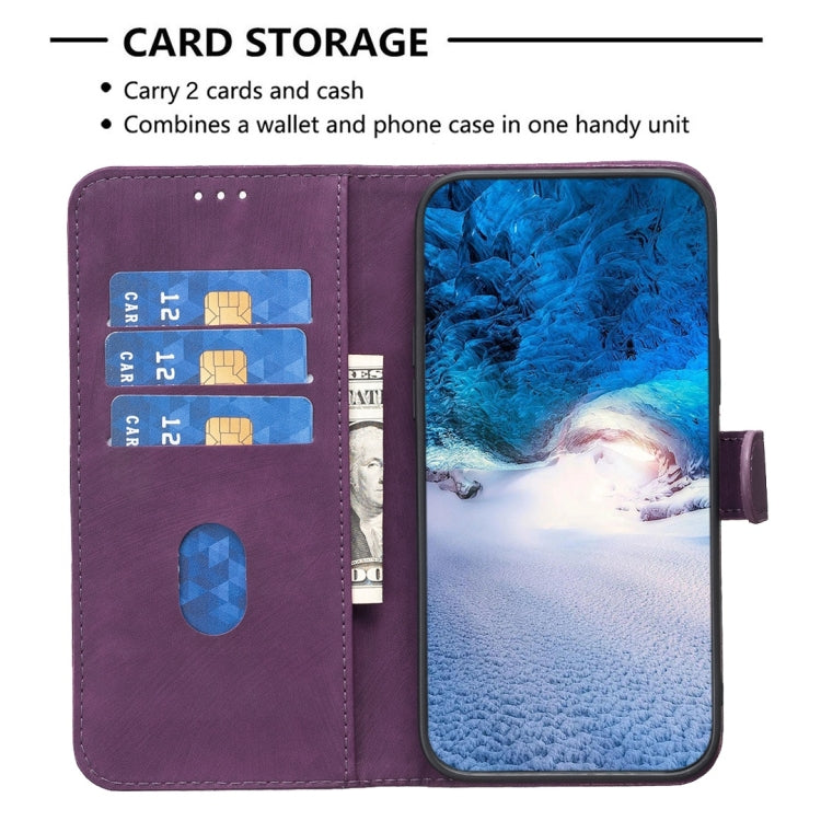 For iPhone 13 Pro Max Plaid Embossed Leather Phone Case(Purple) - free shipping - PMC TechLife - Order now!