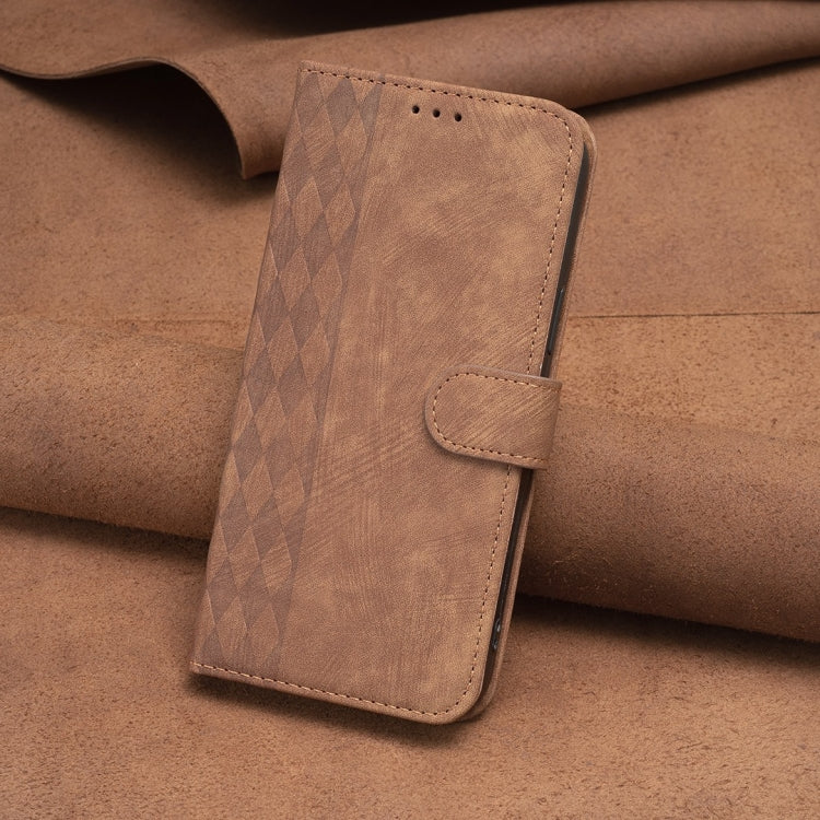 For iPhone 12 / 12 Pro Plaid Embossed Leather Phone Case(Brown) - free shipping - PMC TechLife - Order now!