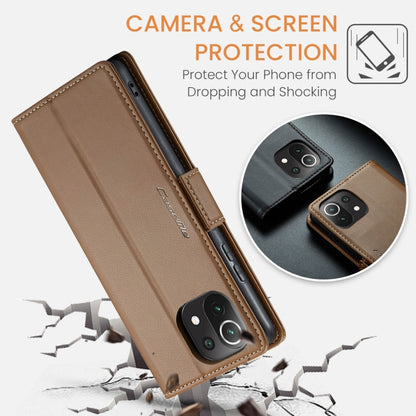 For Xiaomi Mi 11 Lite CaseMe 023 Butterfly Buckle Litchi Texture RFID Anti-theft Leather Phone Case(Brown) - Xiaomi Cases by CaseMe | Online Shopping South Africa | PMC Jewellery | Buy Now Pay Later Mobicred