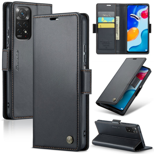 For Xiaomi Redmi Note 11 4G Global/Note 11S Global CaseMe 023 Butterfly Buckle Litchi Texture RFID Anti-theft Leather Phone Case(Black) - Xiaomi Cases by CaseMe | Online Shopping South Africa | PMC Jewellery