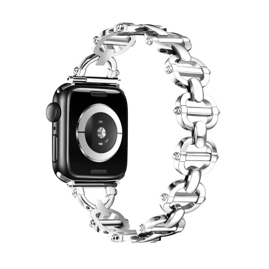 Ladder Buckle Metal Watch Band For Apple Watch 8 41mm(Silver) - Watch Bands by PMC Jewellery | Online Shopping South Africa | PMC Jewellery