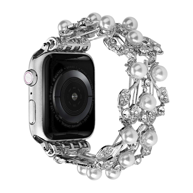 Four-leaf Bead Metal Watch Band For Apple Watch 8 41mm(Silver) - Watch Bands by PMC TechLife | Online Shopping South Africa | PMC TechLife