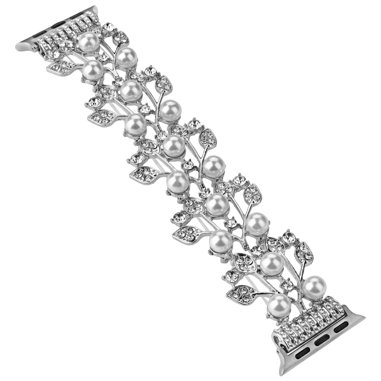 Four-leaf Bead Metal Watch Band For Apple Watch 8 45mm(Silver) - Watch Bands by PMC TechLife | Online Shopping South Africa | PMC TechLife