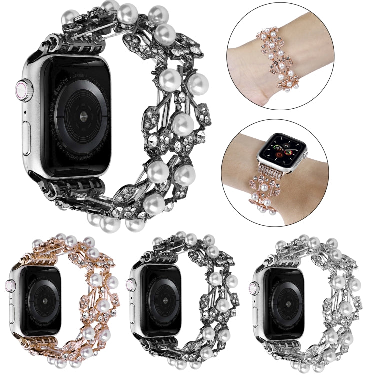 Four-leaf Bead Metal Watch Band For Apple Watch 5 40mm(Silver) - Watch Bands by PMC TechLife | Online Shopping South Africa | PMC TechLife