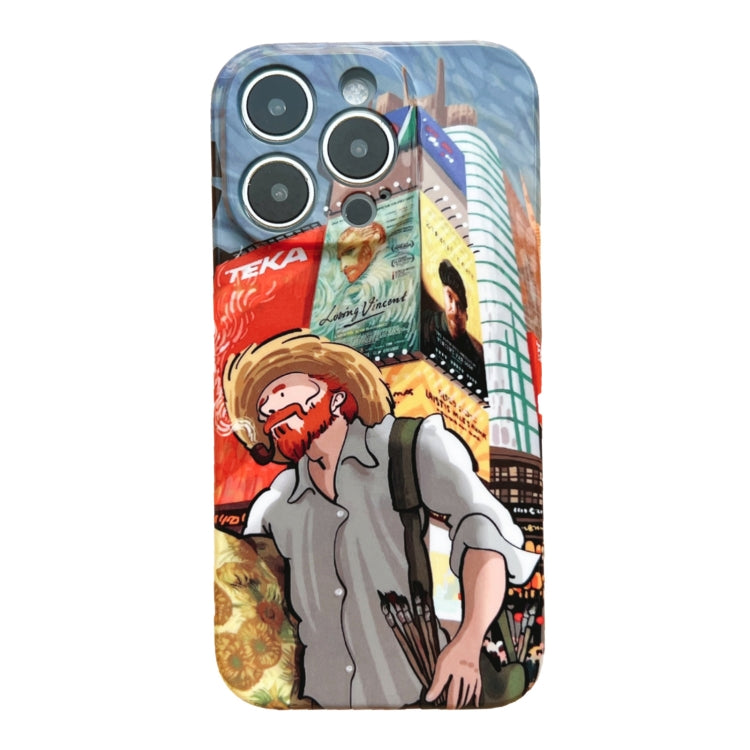 For iPhone 14 Precise Hole Oil Painting Pattern PC Phone Case(Edifice) - iPhone 14 Cases by PMC TechLife | Online Shopping South Africa | PMC TechLife