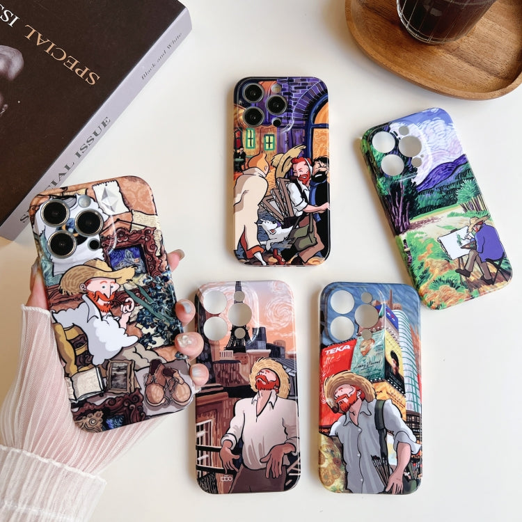 For iPhone 12 Pro Precise Hole Oil Painting Pattern PC Phone Case(Tobacco Pipe) - iPhone 12 / 12 Pro Cases by PMC TechLife | Online Shopping South Africa | PMC TechLife
