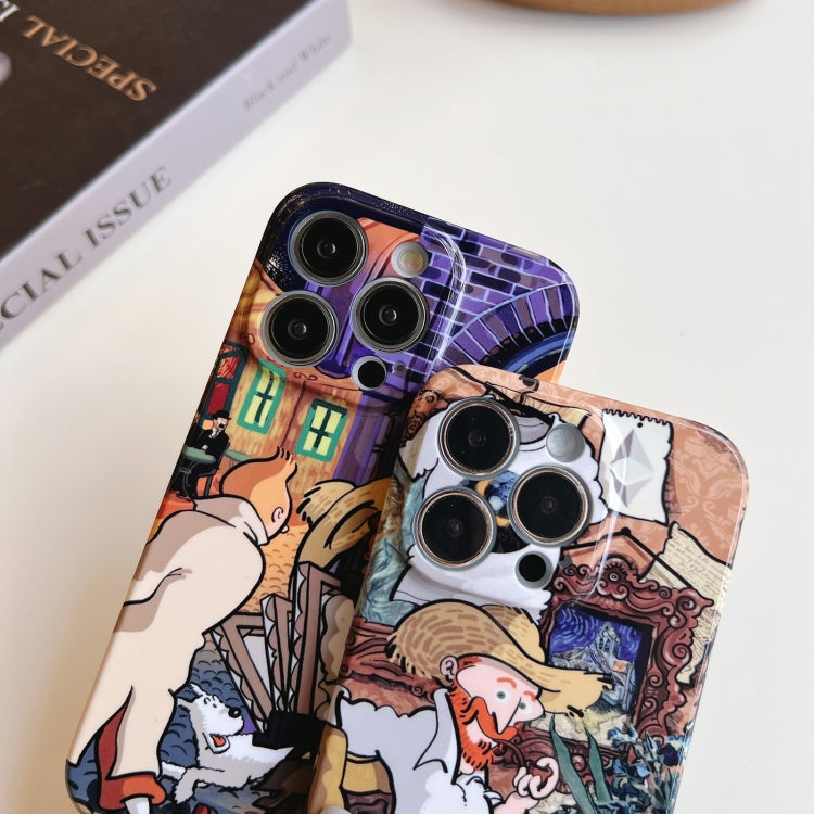 For iPhone 13 Precise Hole Oil Painting Pattern PC Phone Case(Edifice) - iPhone 13 Cases by PMC TechLife | Online Shopping South Africa | PMC TechLife