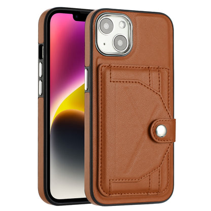 For iPhone 14 Shockproof Leather Phone Case with Card Holder(Brown) - iPhone 14 Cases by PMC Jewellery | Online Shopping South Africa | PMC Jewellery