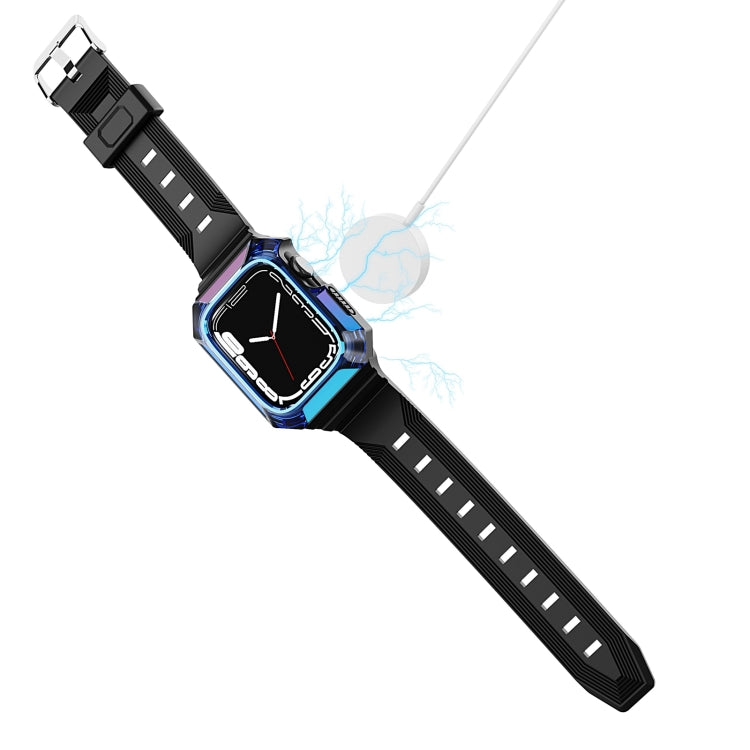 Armor Case Integrated TPU Watch Band For Apple Watch 7 41mm(Black) - Watch Bands by PMC TechLife | Online Shopping South Africa | PMC TechLife