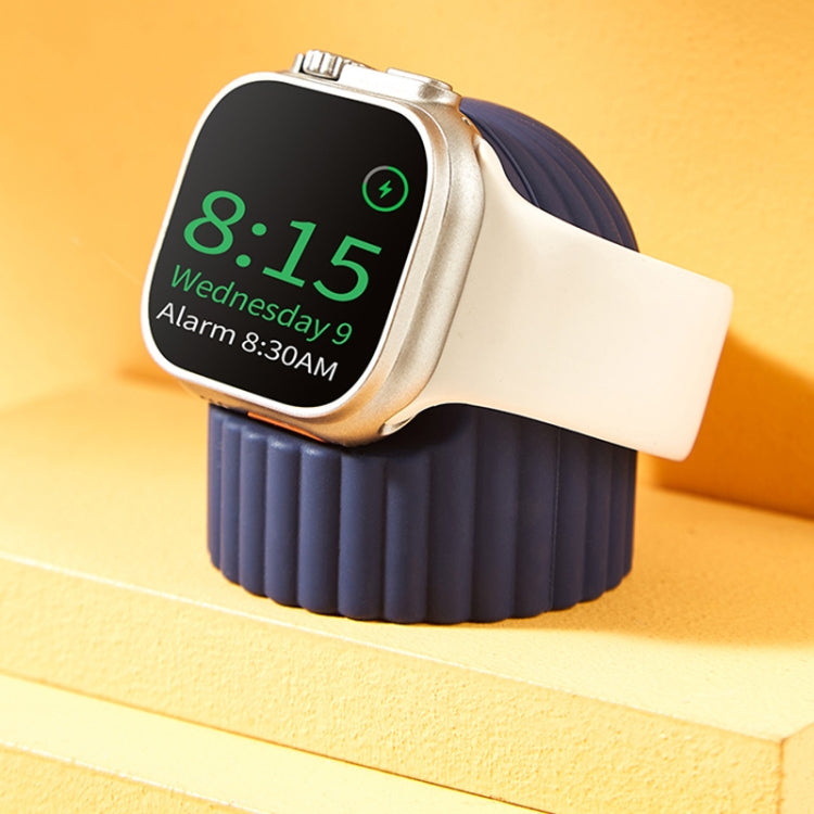 For Apple Watch Wave Pattern Silicone Watch Charging Stand(Orange) - Charger / Holder by PMC TechLife | Online Shopping South Africa | PMC TechLife