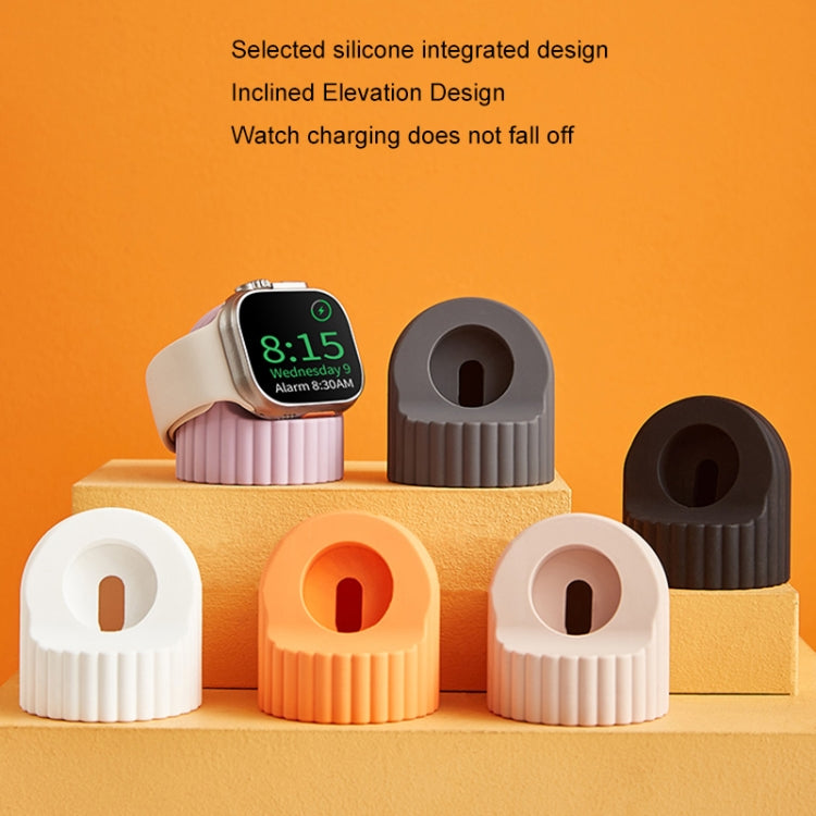 For Apple Watch Wave Pattern Silicone Watch Charging Stand(Silty Sand) - Charger / Holder by PMC TechLife | Online Shopping South Africa | PMC TechLife