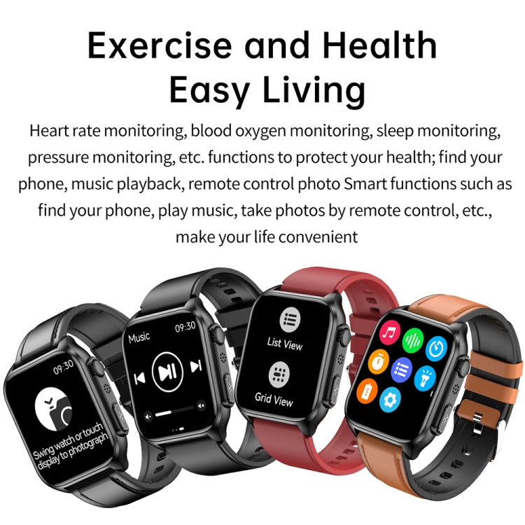 TK12 1.96 inch IP67 Waterproof Silicone Band Smart Watch Supports ECG / Remote Families Care / Bluetooth Call / Body Temperature Monitoring(Black) - Smart Watches by PMC Jewellery | Online Shopping South Africa | PMC Jewellery