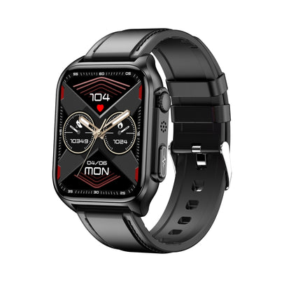 TK12 1.96 inch IP67 Waterproof Leather Band Smart Watch Supports ECG / Remote Families Care / Bluetooth Call / Body Temperature Monitoring(Black) - Smart Watches by PMC Jewellery | Online Shopping South Africa | PMC Jewellery