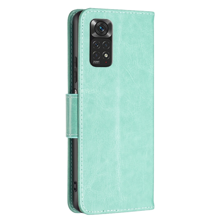 For Xiaomi Redmi Note 12S 4G / Note 11 Two Butterflies Embossing Leather Phone Case(Green) - Xiaomi Cases by PMC Jewellery | Online Shopping South Africa | PMC Jewellery